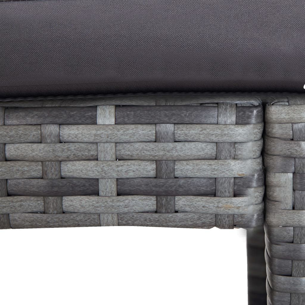 7 darabos szürke polyrattan kerti bárszett párnákkal