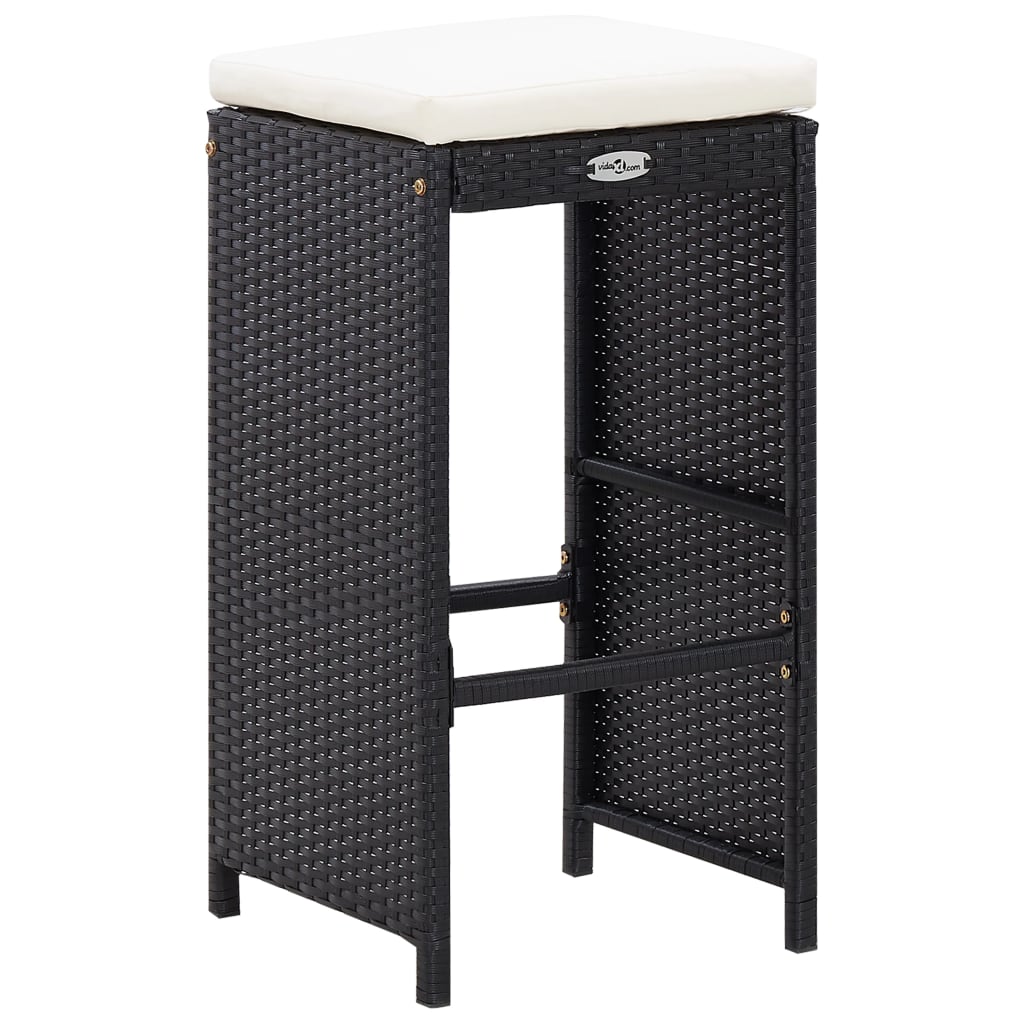 9-részes fekete kültéri polyrattan bárszett