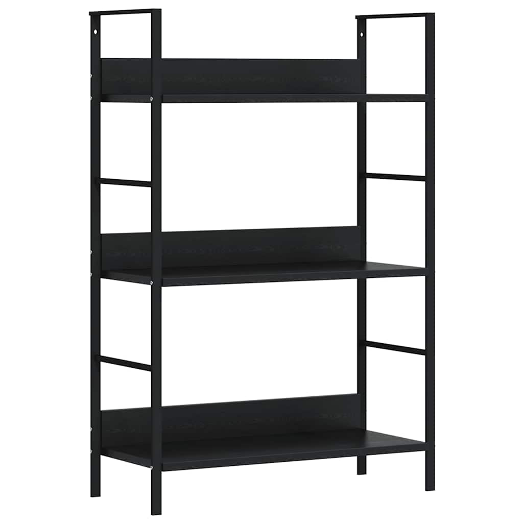 3 szintes fekete szerelt fa könyvespolc 60 x 27,6 x 90,5 cm