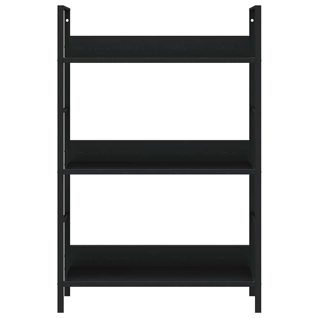 3 szintes fekete szerelt fa könyvespolc 60 x 27,6 x 90,5 cm