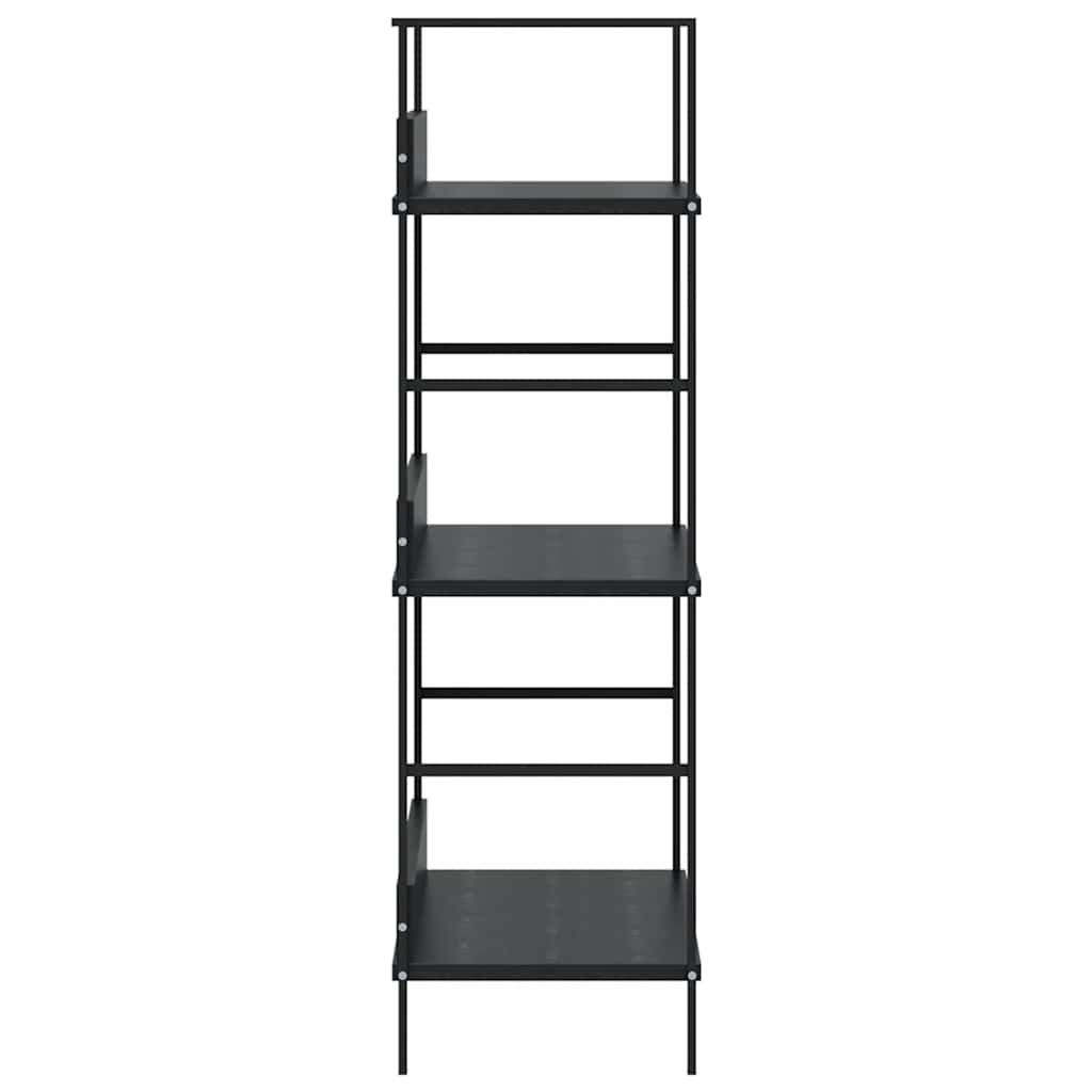 3 szintes fekete szerelt fa könyvespolc 60 x 27,6 x 90,5 cm