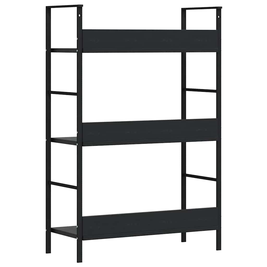 3 szintes fekete szerelt fa könyvespolc 60 x 27,6 x 90,5 cm