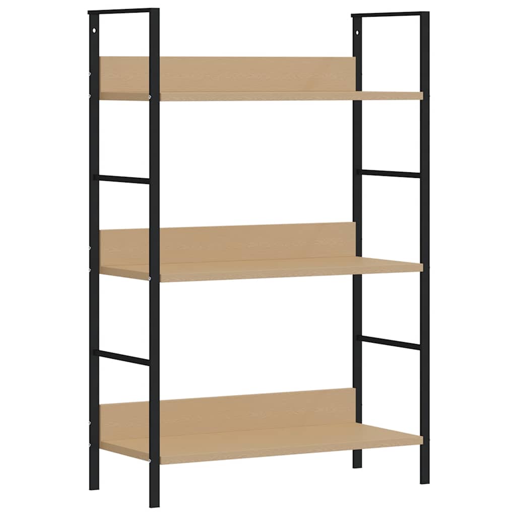 3 szintes tölgyszínű szerelt fa könyvespolc 60 x 27,6 x 90,5 cm