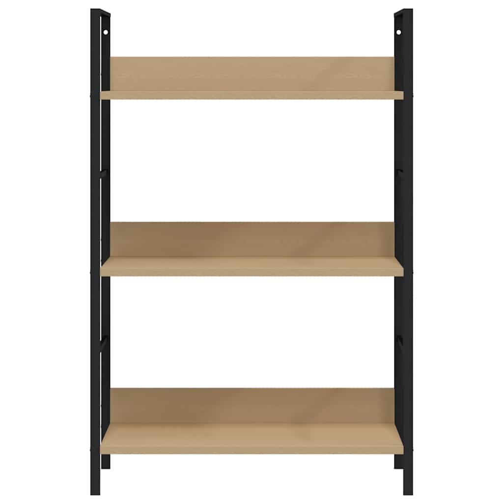 3 szintes tölgyszínű szerelt fa könyvespolc 60 x 27,6 x 90,5 cm