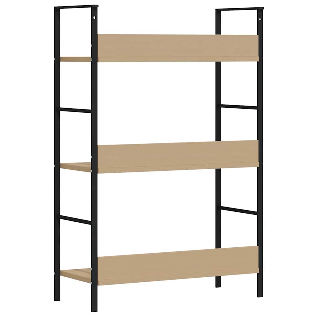 3 szintes tölgyszínű szerelt fa könyvespolc 60 x 27,6 x 90,5 cm
