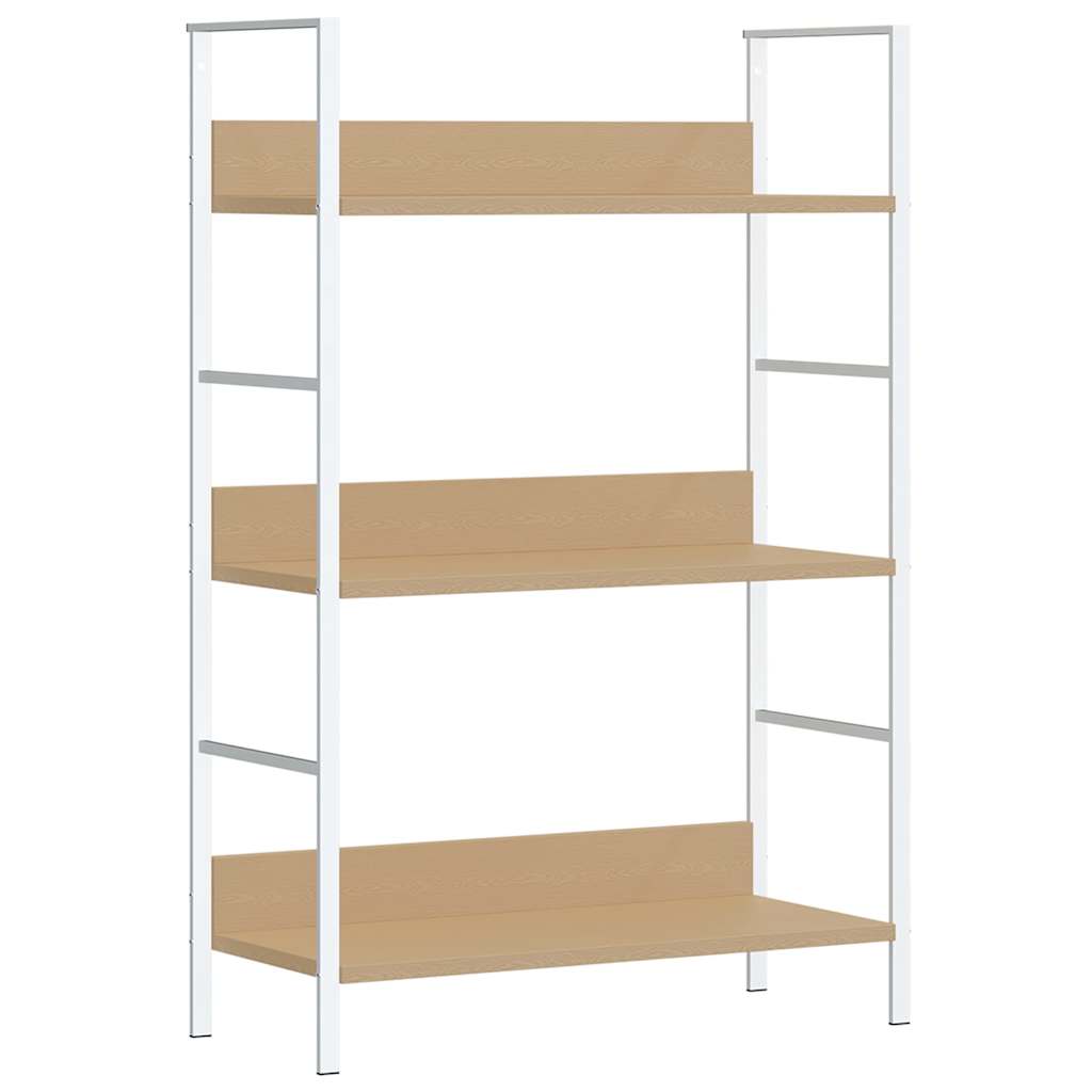 3 szintes tölgyszínű szerelt fa könyvespolc 60 x 27,6 x 90,5 cm