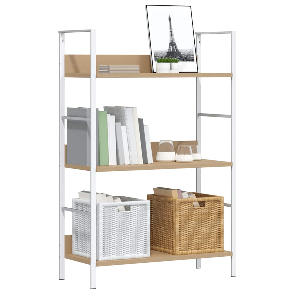 3 szintes tölgyszínű szerelt fa könyvespolc 60 x 27,6 x 90,5 cm