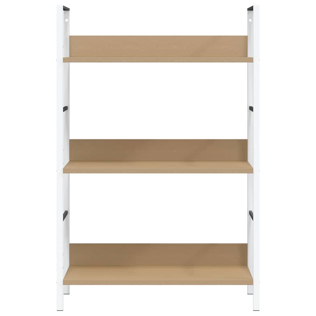 3 szintes tölgyszínű szerelt fa könyvespolc 60 x 27,6 x 90,5 cm