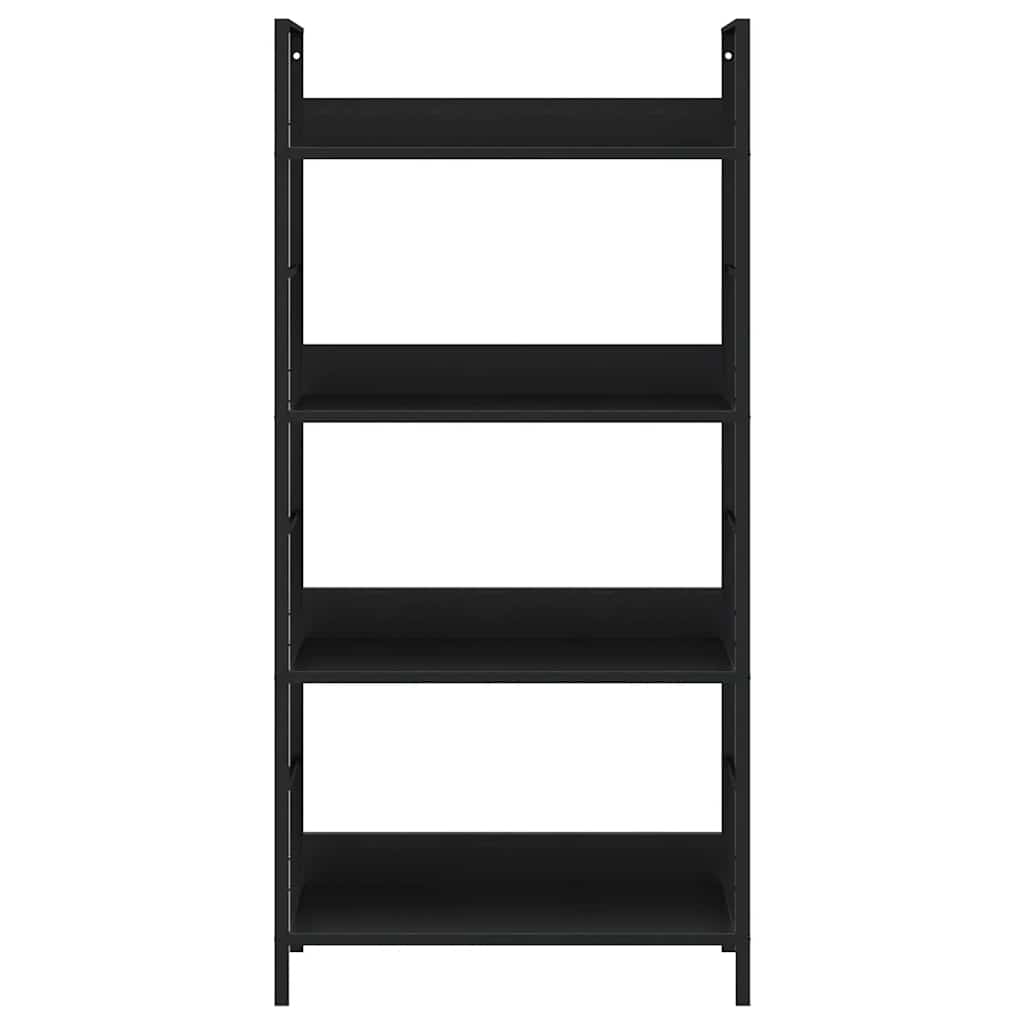4 szintes fekete szerelt fa könyvespolc 60 x 27,6 x 124,5 cm