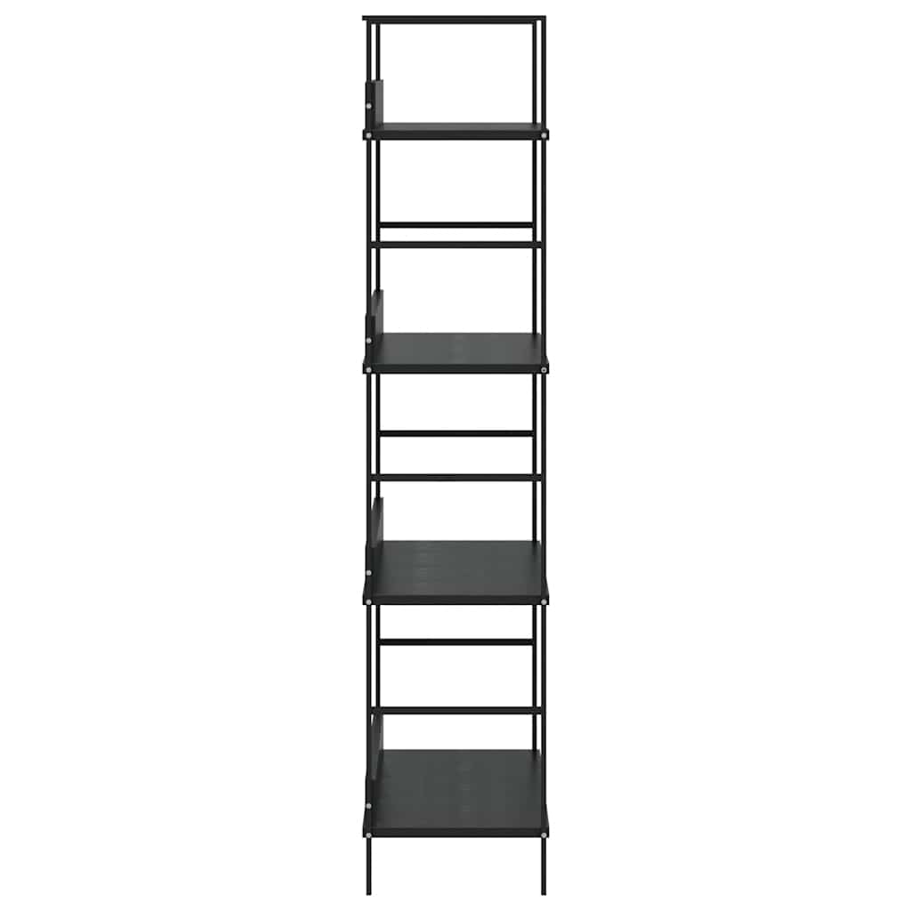 4 szintes fekete szerelt fa könyvespolc 60 x 27,6 x 124,5 cm