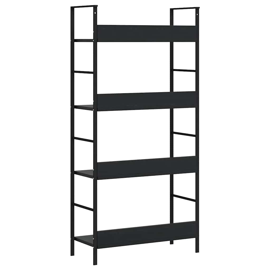 4 szintes fekete szerelt fa könyvespolc 60 x 27,6 x 124,5 cm