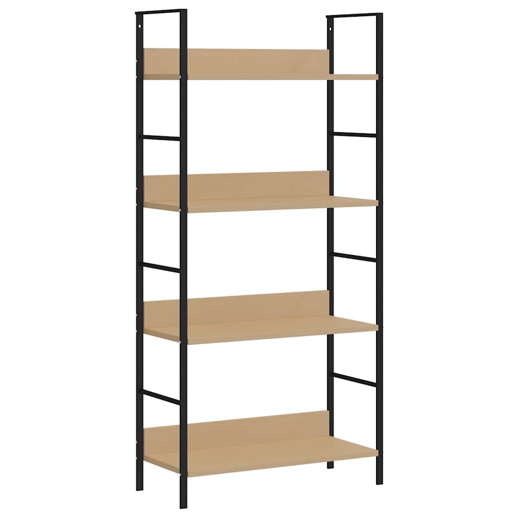 4 szintes tölgyszínű szerelt fa könyvespolc 60x27,6x124,5 cm