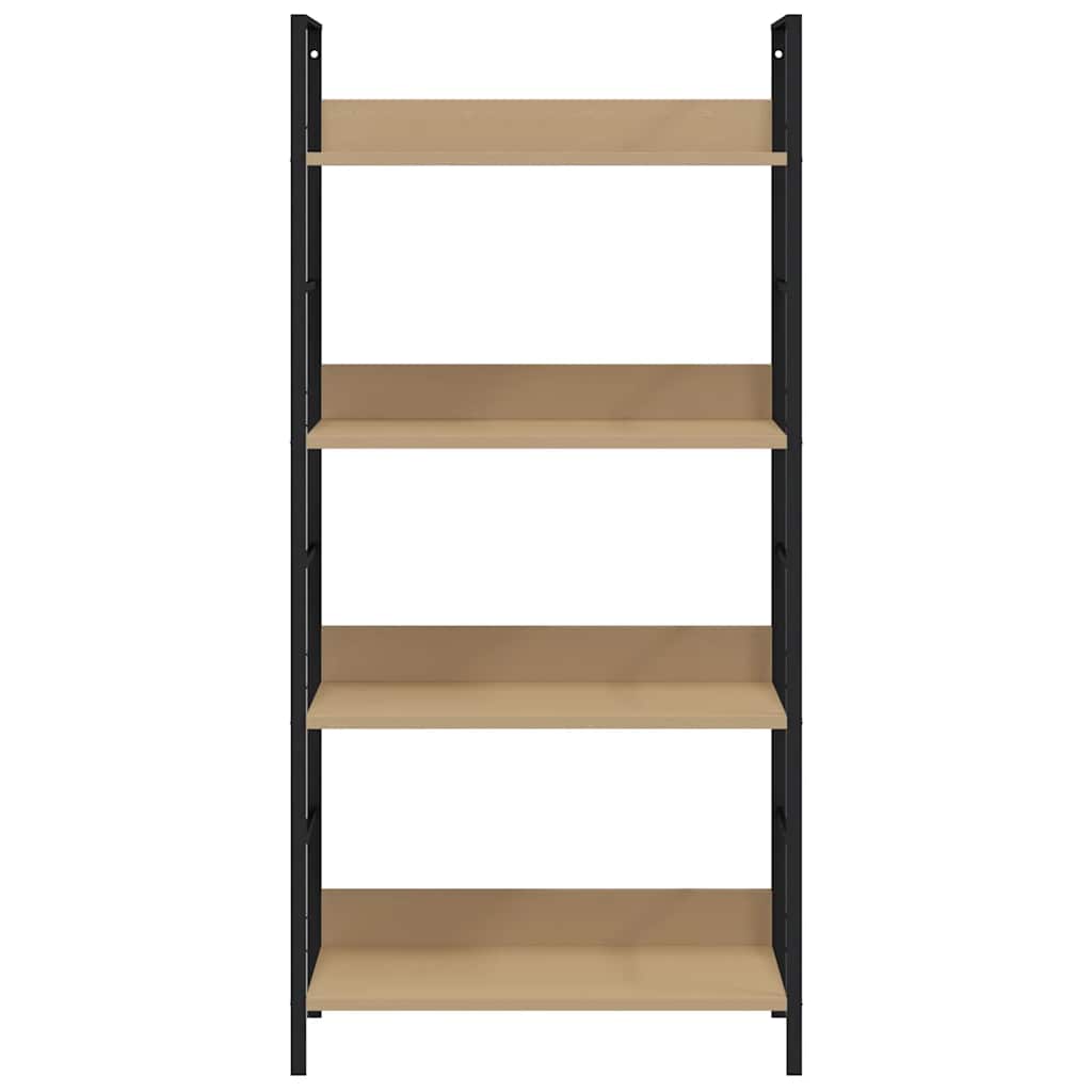 4 szintes tölgyszínű szerelt fa könyvespolc 60x27,6x124,5 cm