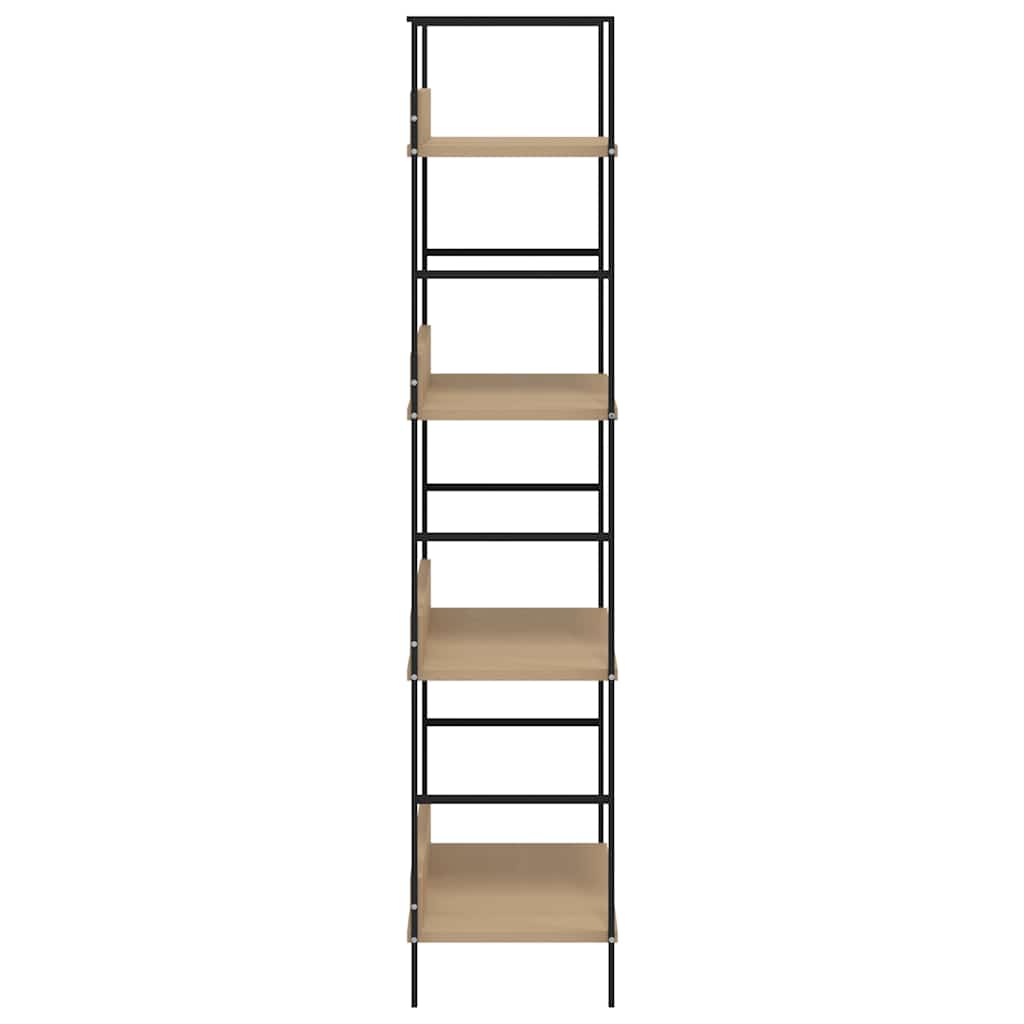 4 szintes tölgyszínű szerelt fa könyvespolc 60x27,6x124,5 cm