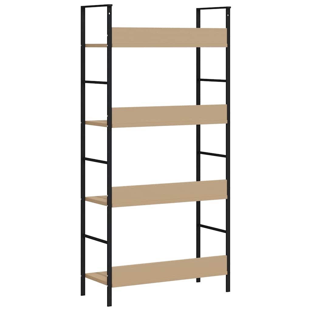 4 szintes tölgyszínű szerelt fa könyvespolc 60x27,6x124,5 cm