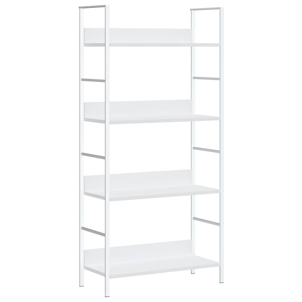 4 szintes fehér szerelt fa könyvespolc 60 x 27,6 x 124,5 cm