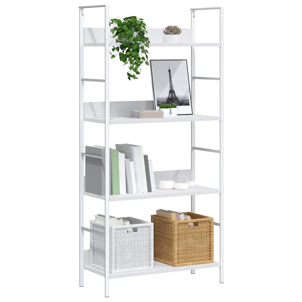 4 szintes fehér szerelt fa könyvespolc 60 x 27,6 x 124,5 cm