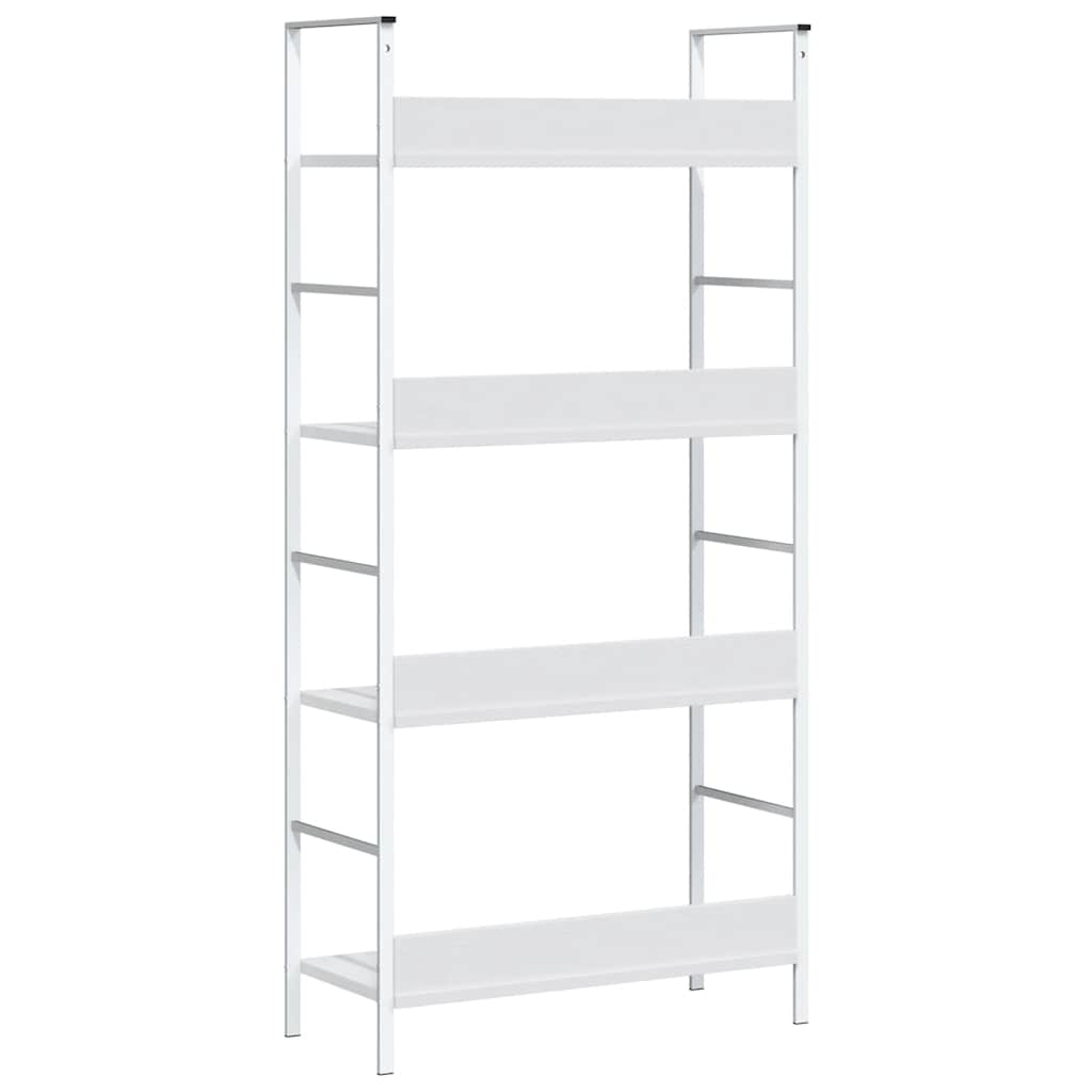 4 szintes fehér szerelt fa könyvespolc 60 x 27,6 x 124,5 cm