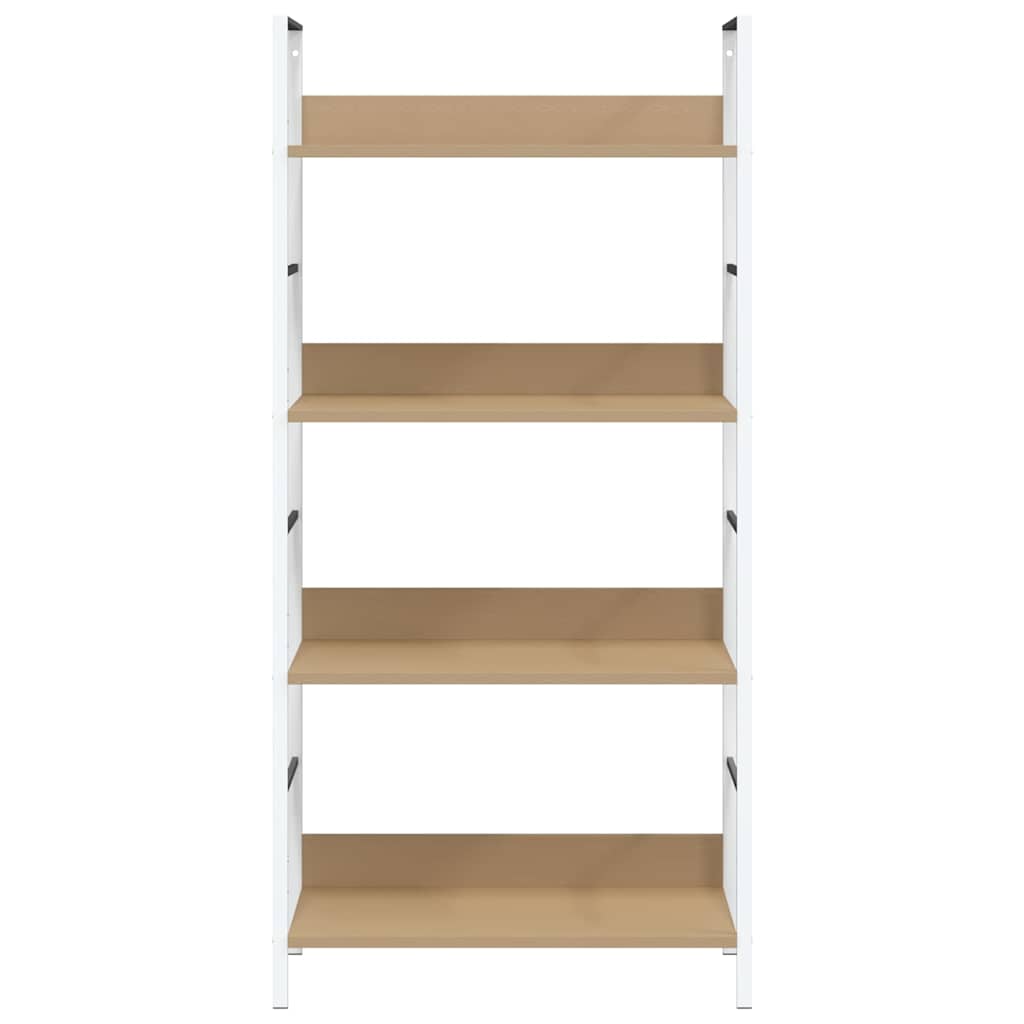 4 szintes tölgyszínű szerelt fa könyvespolc 60x27,6x124,5 cm
