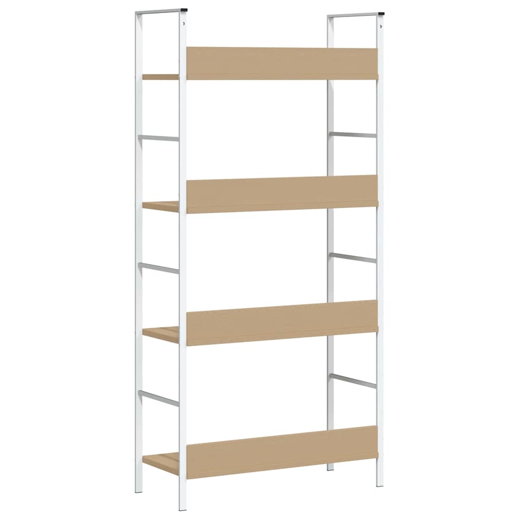 4 szintes tölgyszínű szerelt fa könyvespolc 60x27,6x124,5 cm