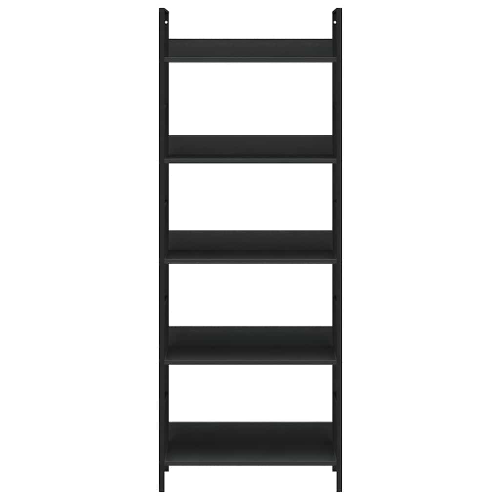 5 szintes fekete szerelt fa könyvespolc 60 x 27,6 x 158,5 cm