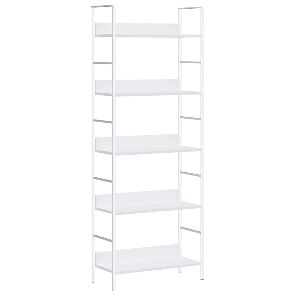 5 szintes fehér szerelt fa könyvespolc 60 x 27,6 x 158,5 cm