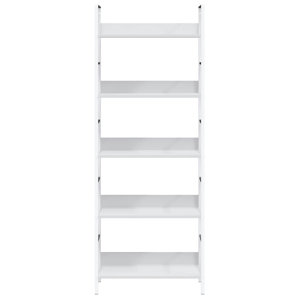 5 szintes fehér szerelt fa könyvespolc 60 x 27,6 x 158,5 cm