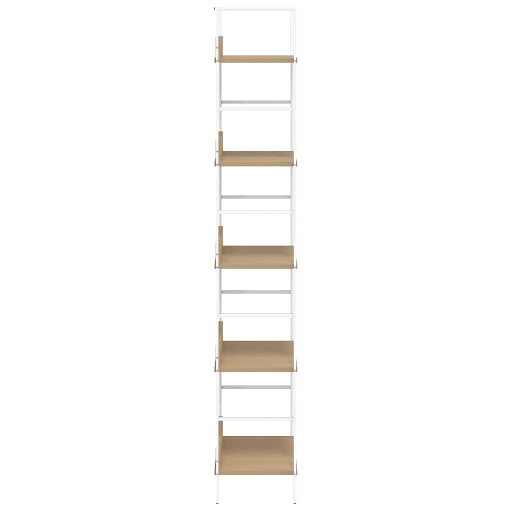 5 szintes tölgyszínű szerelt fa könyvespolc 60x27,6x158,5 cm