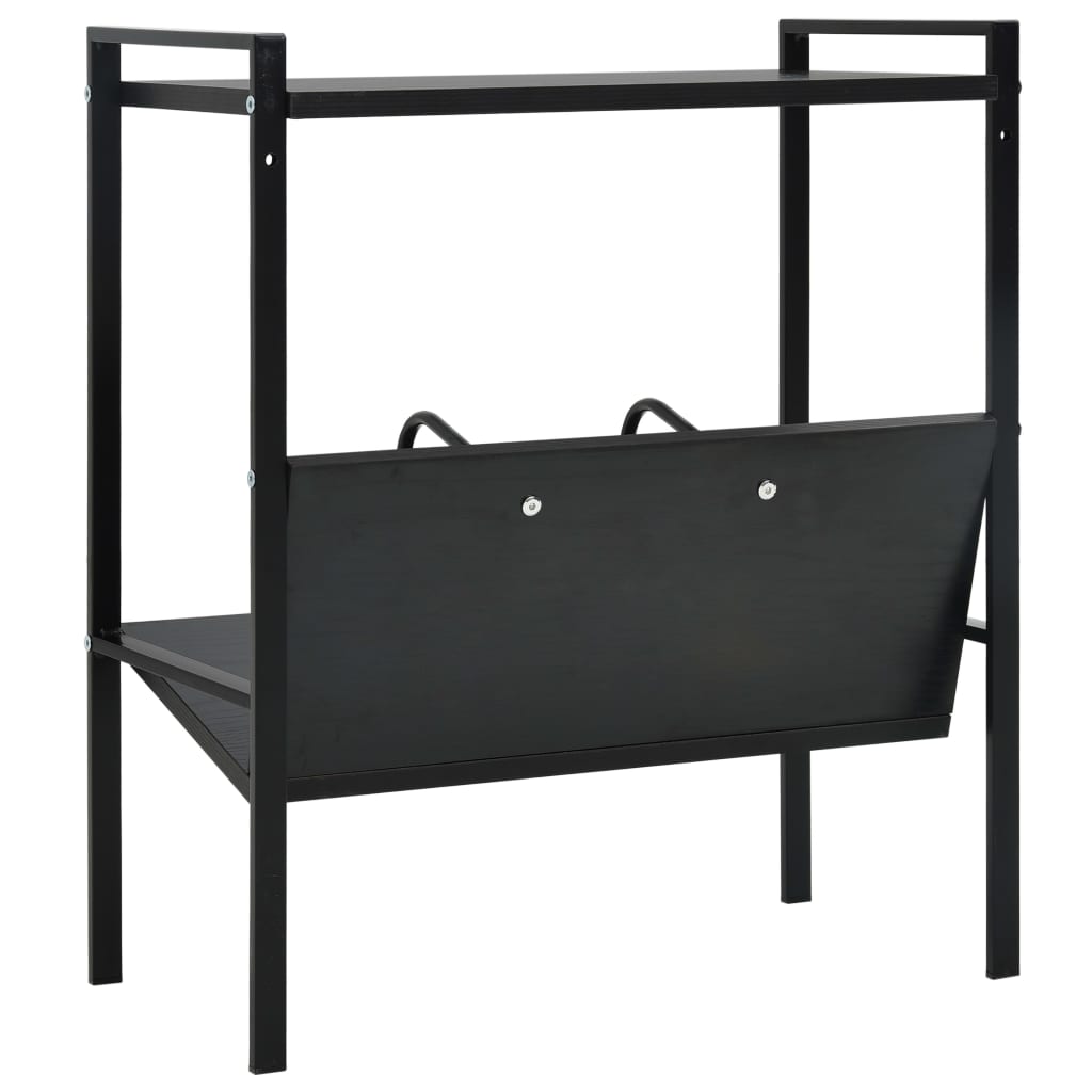 2-szintes fekete szerelt fa könyvespolc 52 x 28 x 59 cm