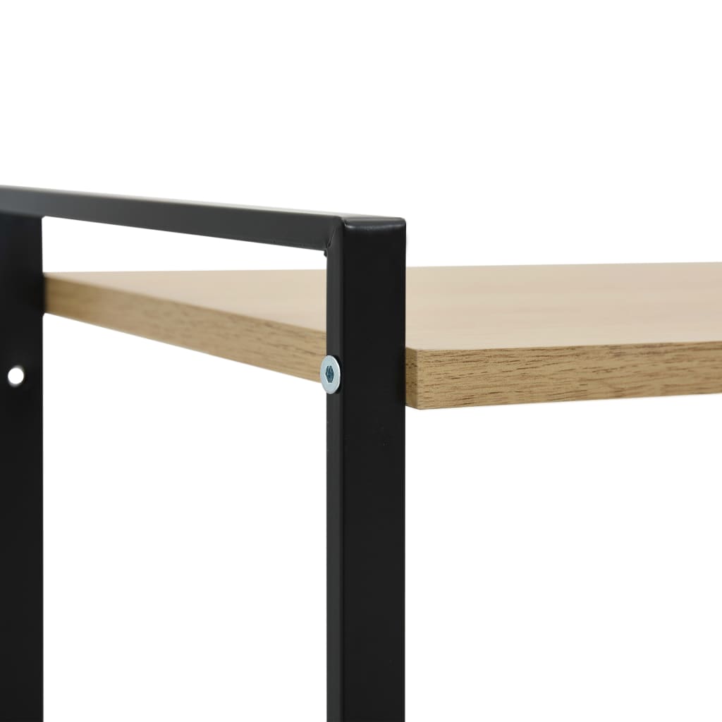 2-szintes fekete és tölgy szerelt fa könyvespolc 52x28x59 cm