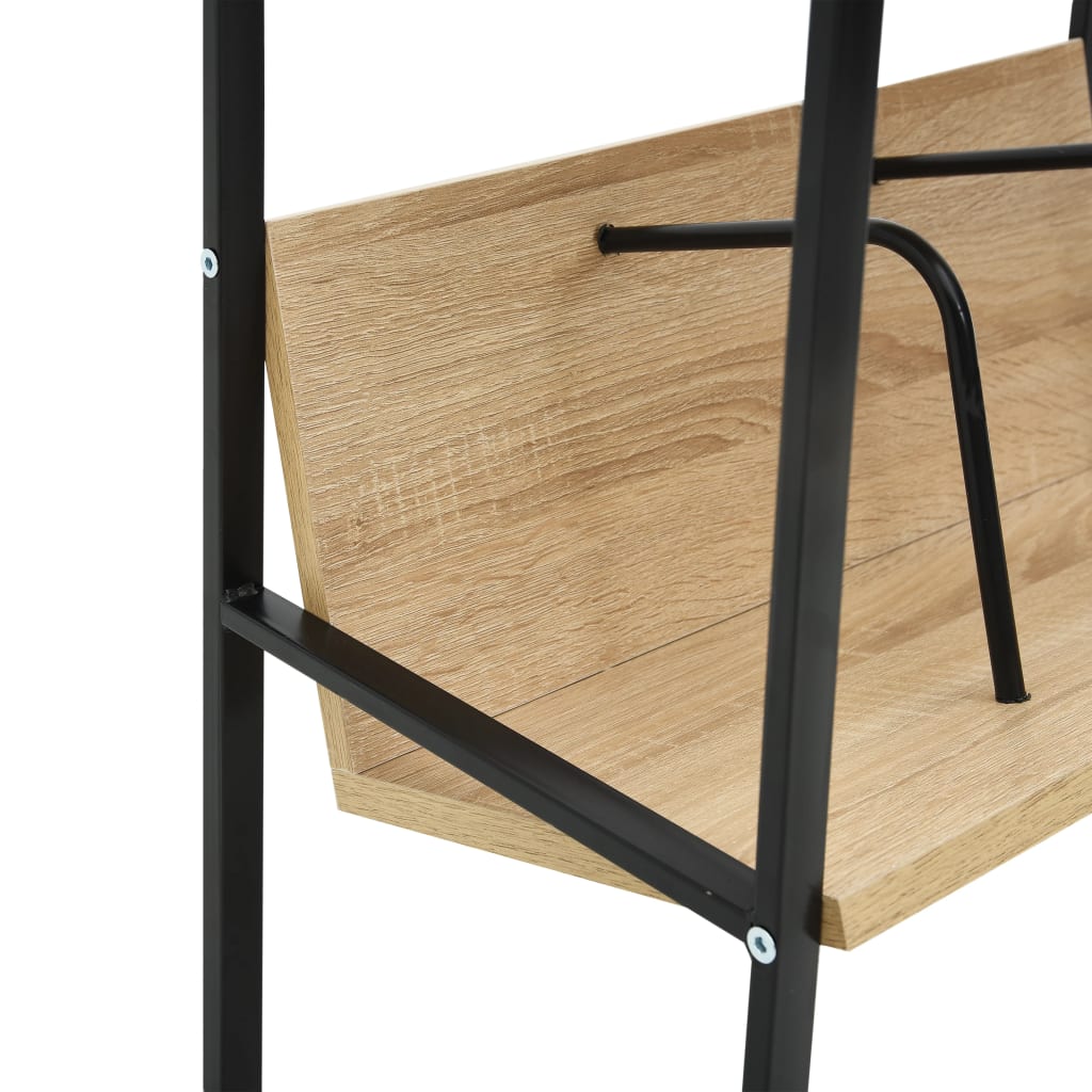 2-szintes fekete és tölgy szerelt fa könyvespolc 52x28x59 cm