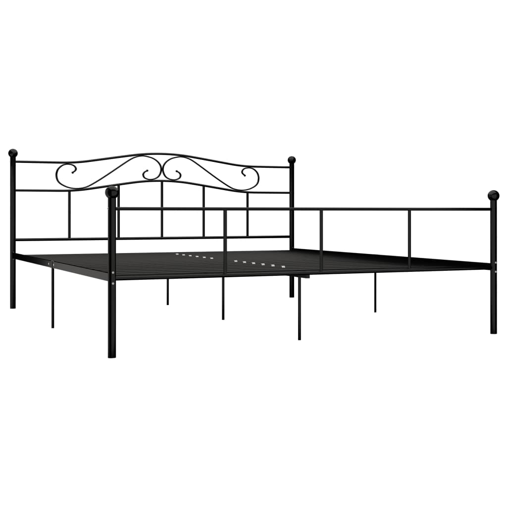 fekete fém ágykeret 200 x 200 cm