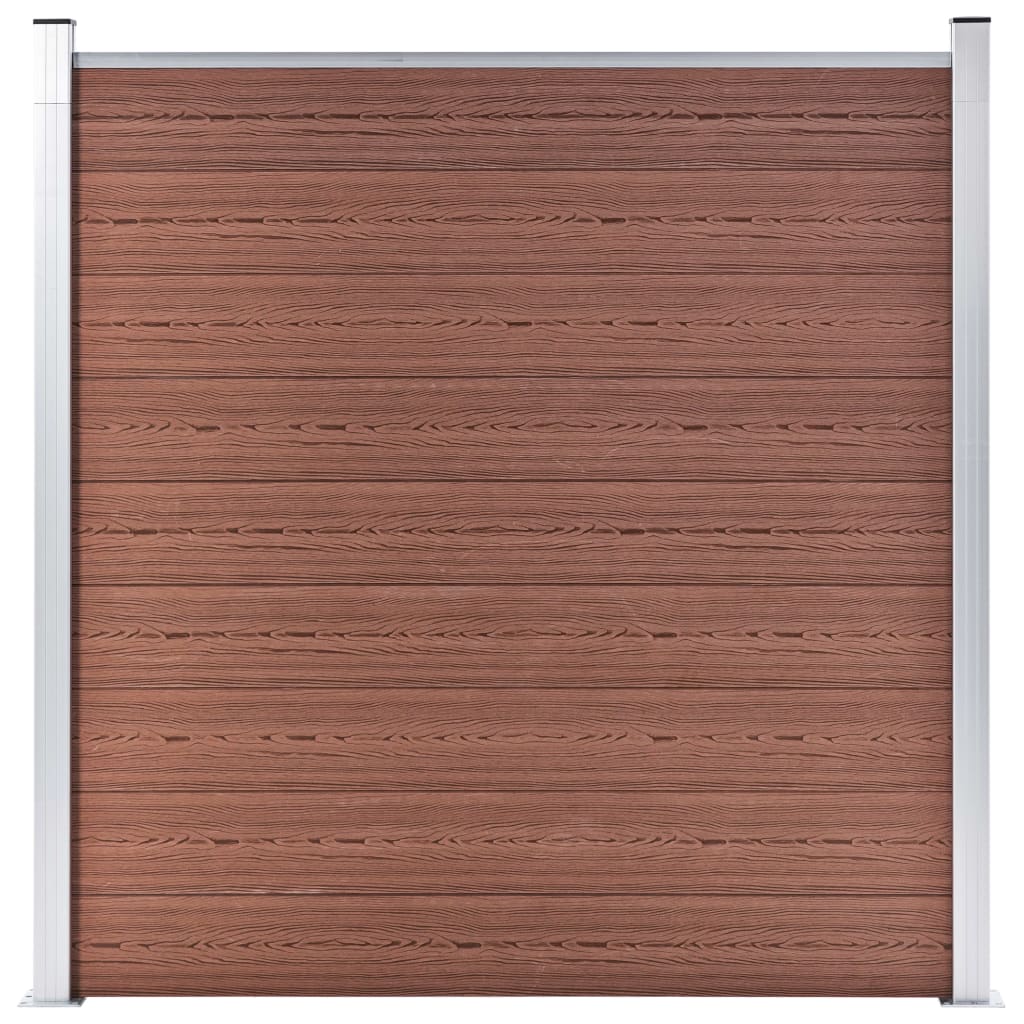10 négyszögletes és 1 ferde barna WPC kerítéselem 1830 x 186 cm