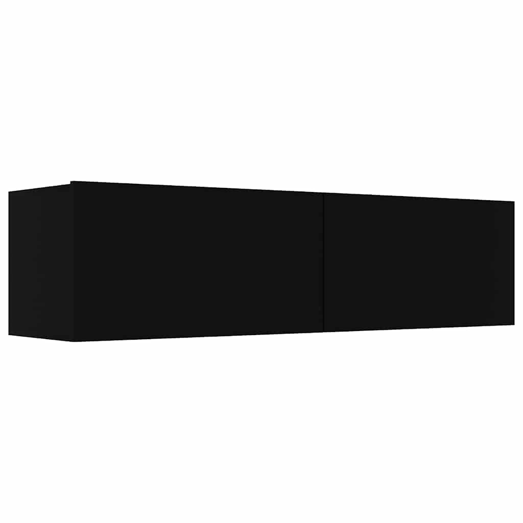 fekete szerelt fa TV-szekrény 120 x 30 x 30 cm