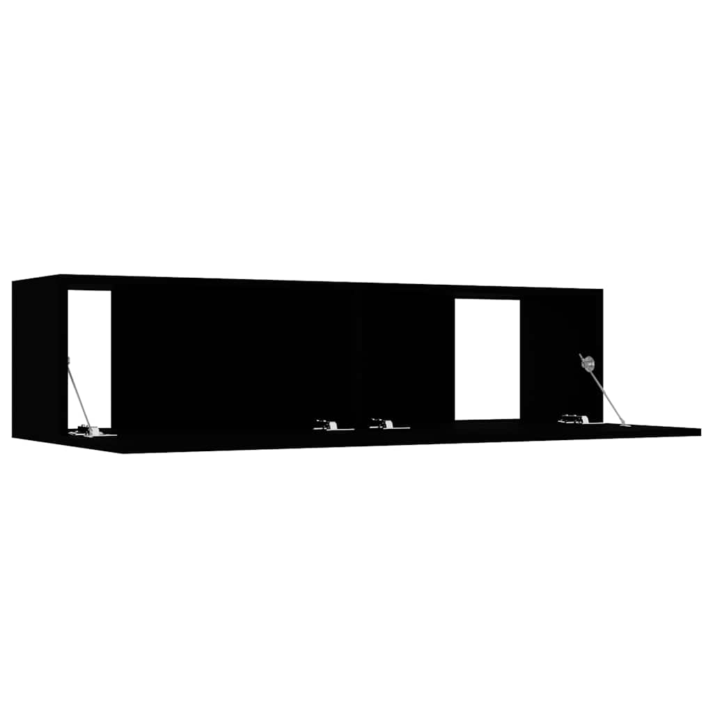 fekete szerelt fa TV-szekrény 120 x 30 x 30 cm