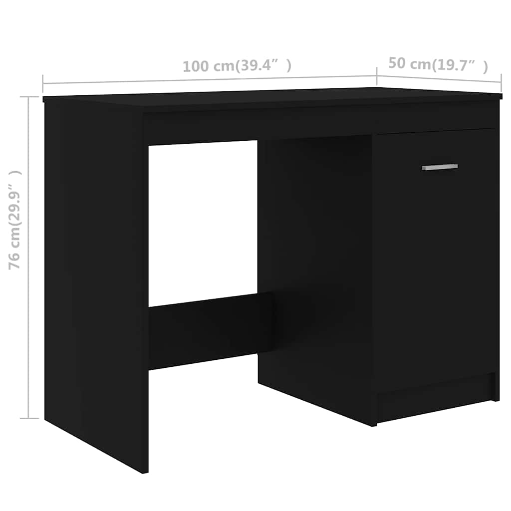 fekete szerelt fa íróasztal 100 x 50 x 76 cm