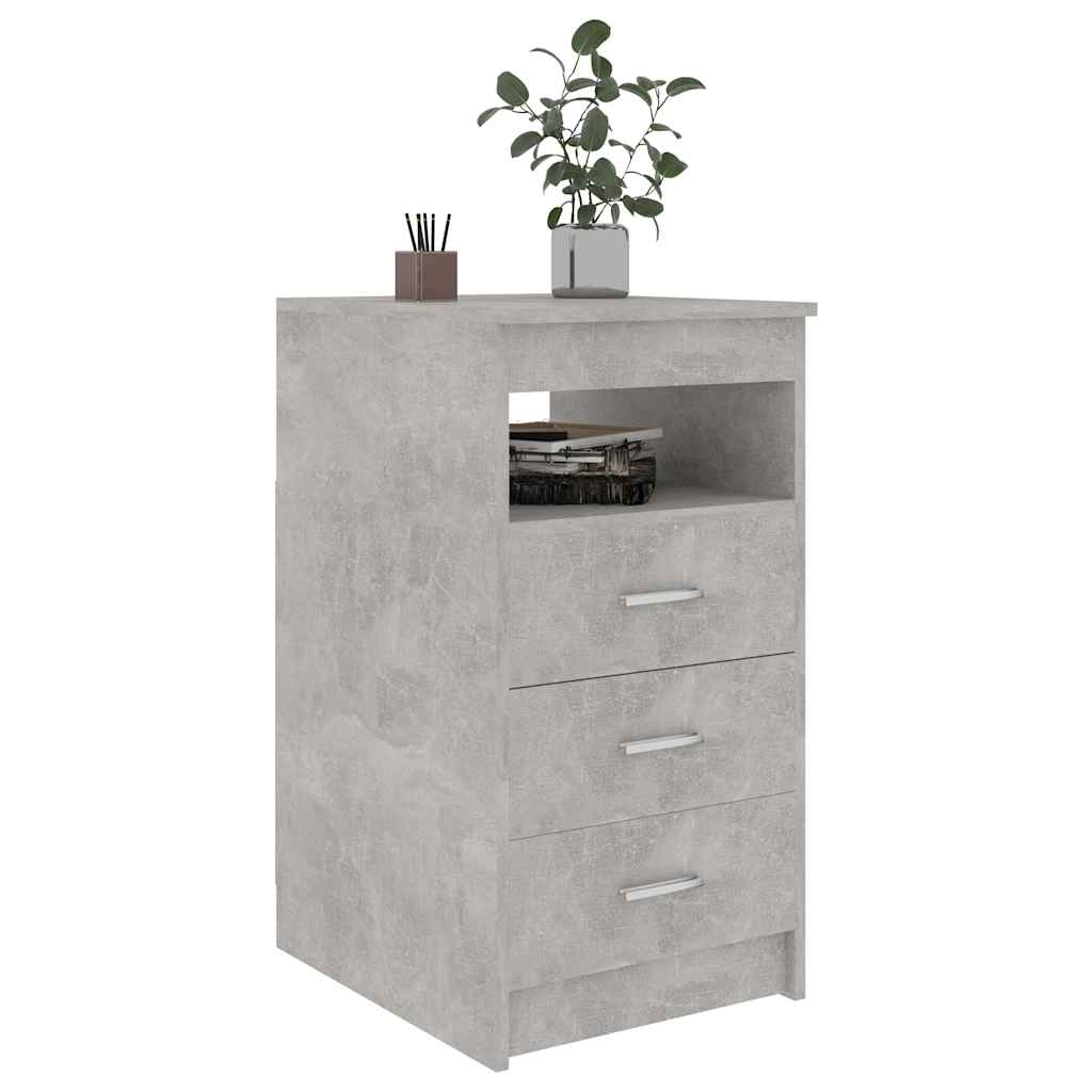 betonszürke szerelt fa fiókos szekrény 40 x 50 x 76 cm