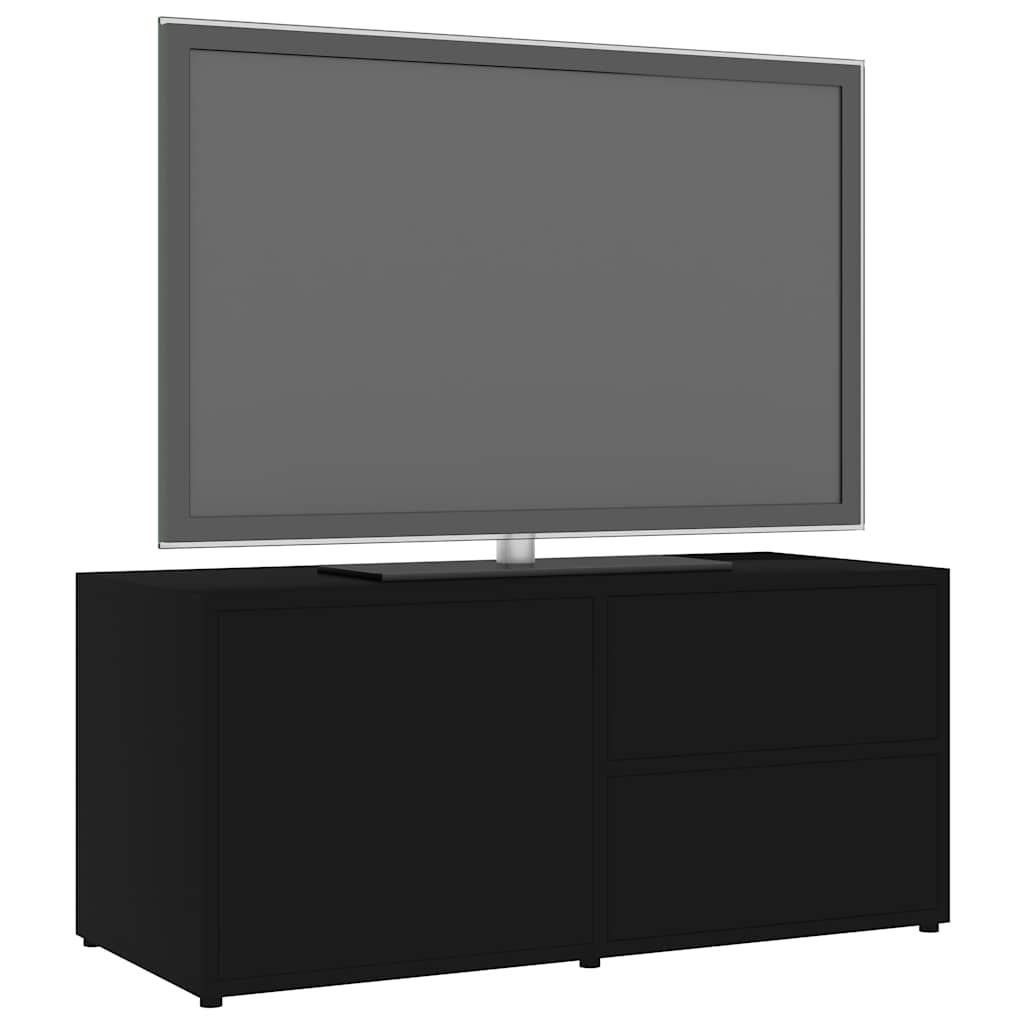 fekete szerelt fa TV-szekrény 80 x 34 x 36 cm