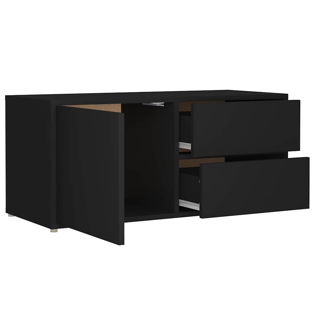 fekete szerelt fa TV-szekrény 80 x 34 x 36 cm
