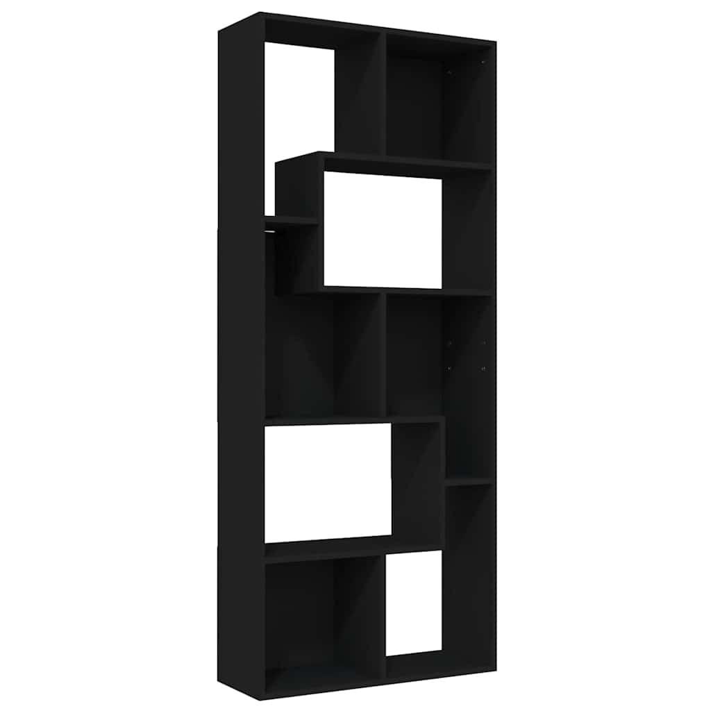 fekete szerelt fa könyvszekrény 67 x 24 x 161 cm