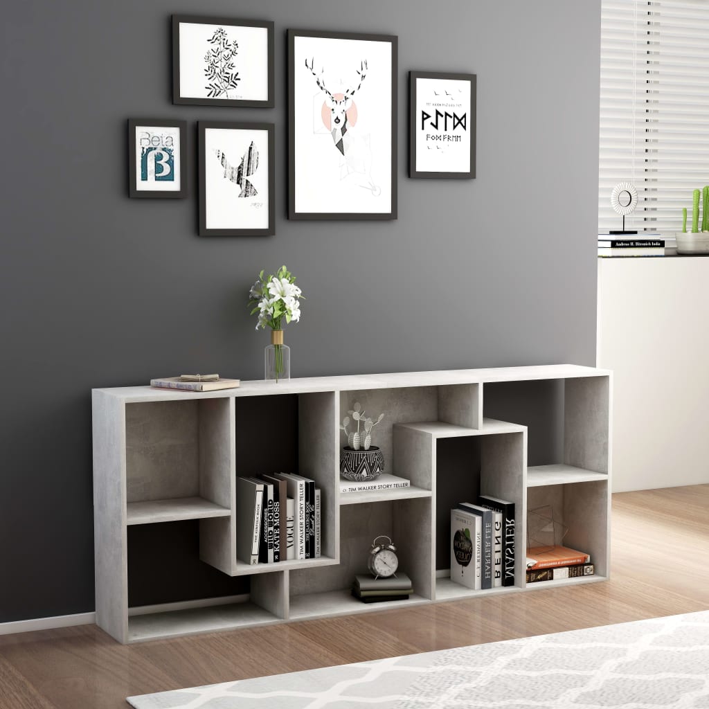 betonszürke szerelt fa könyvszekrény 67 x 24 x 161 cm