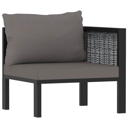 antracitszürke polyrattan sarokkanapé-elem bal oldali karfával