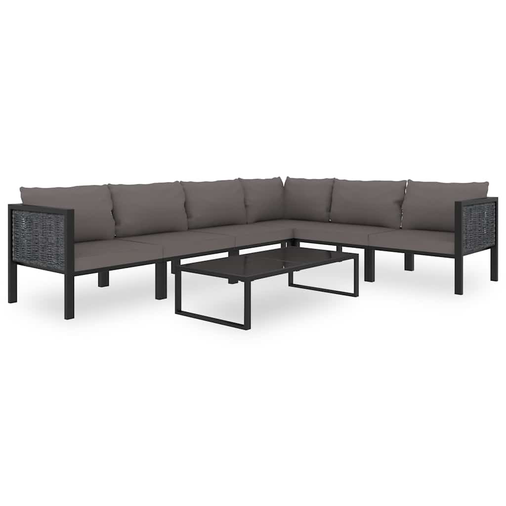 antracitszürke polyrattan sarokkanapé-elem bal oldali karfával