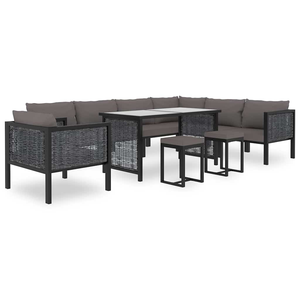 antracitszürke polyrattan sarokkanapé-elem bal oldali karfával