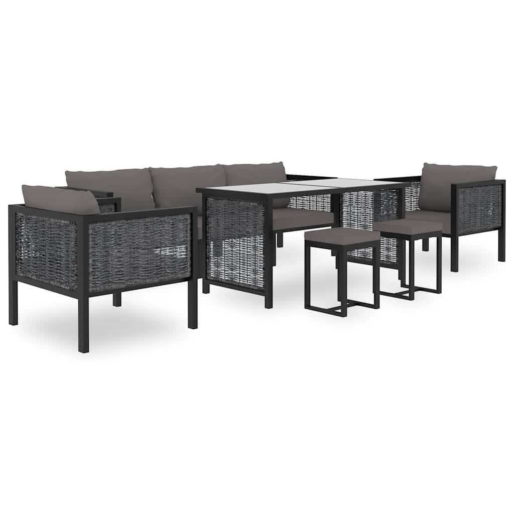 antracitszürke polyrattan sarokkanapé-elem bal oldali karfával