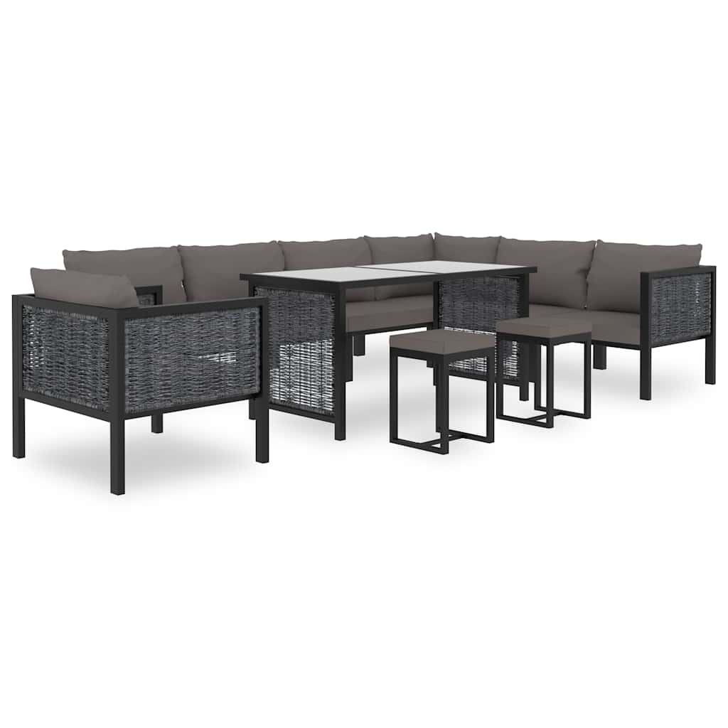 antracitszürke polyrattan sarokkanapé-elem bal oldali karfával