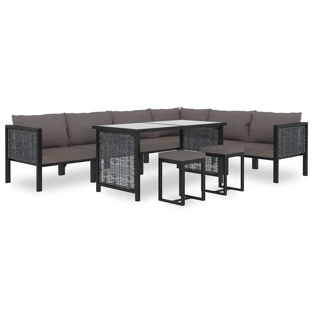 antracitszürke polyrattan sarokkanapé-elem bal oldali karfával