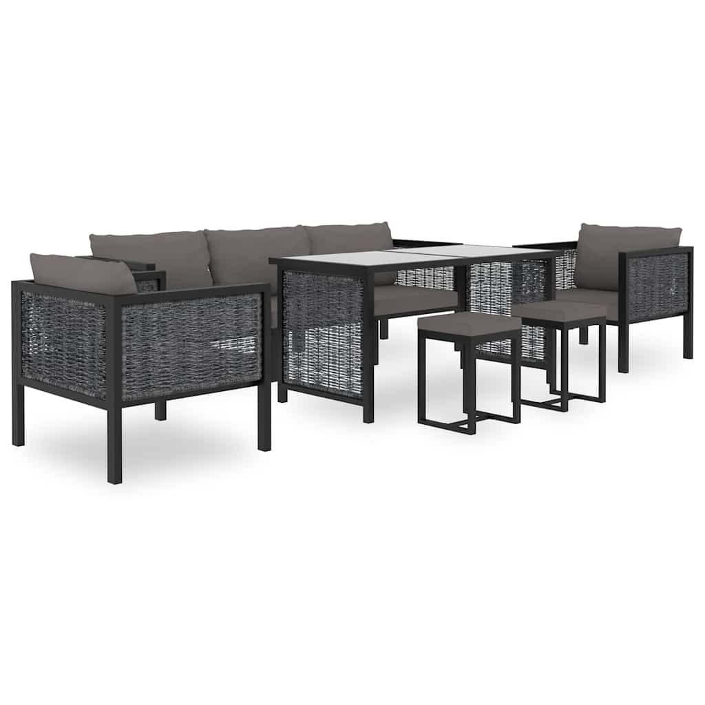 antracitszürke polyrattan sarokkanapé-elem bal oldali karfával