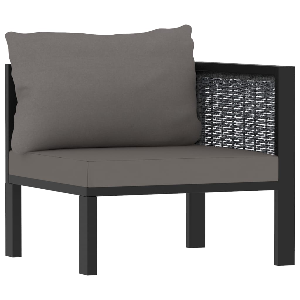8 részes antracitszürke kerti polyrattan ülőgarnitúra párnákkal