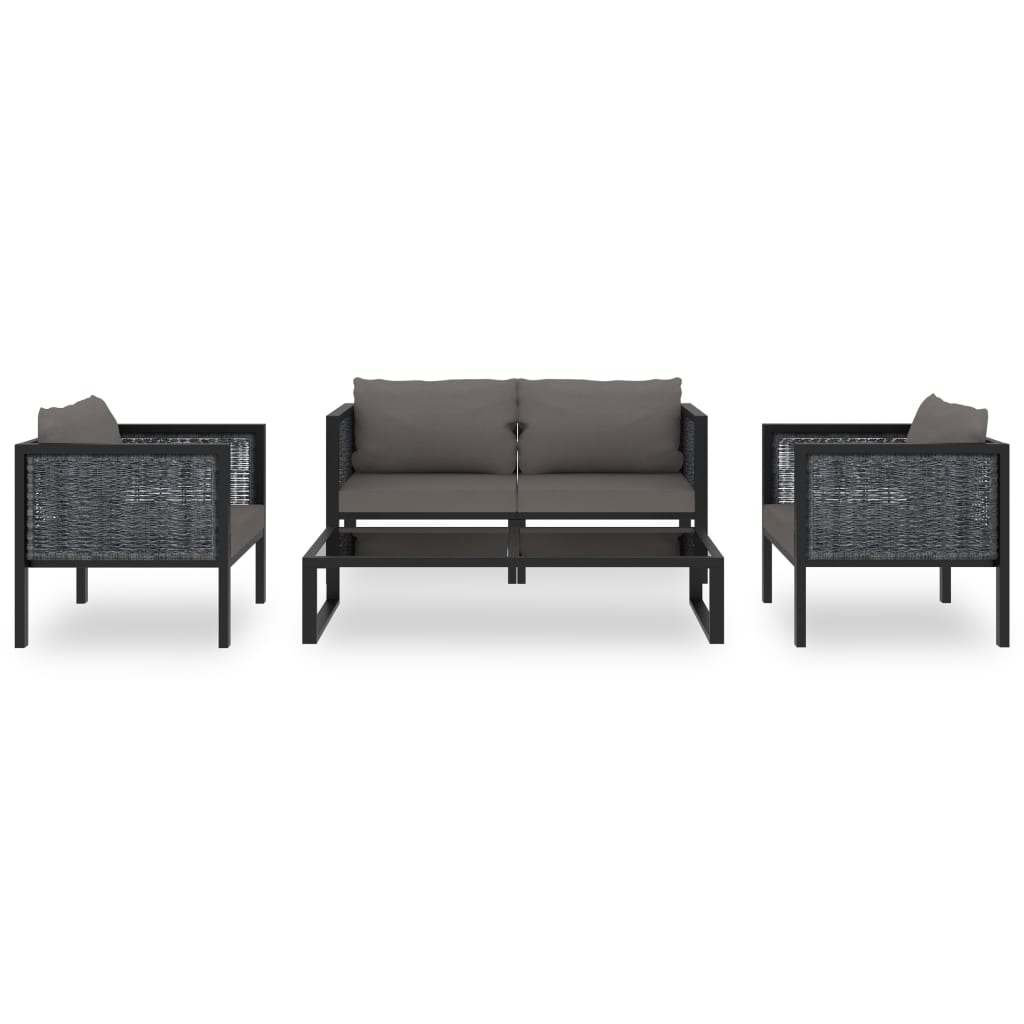 5 részes antracitszürke kerti polyrattan ülőgarnitúra párnákkal